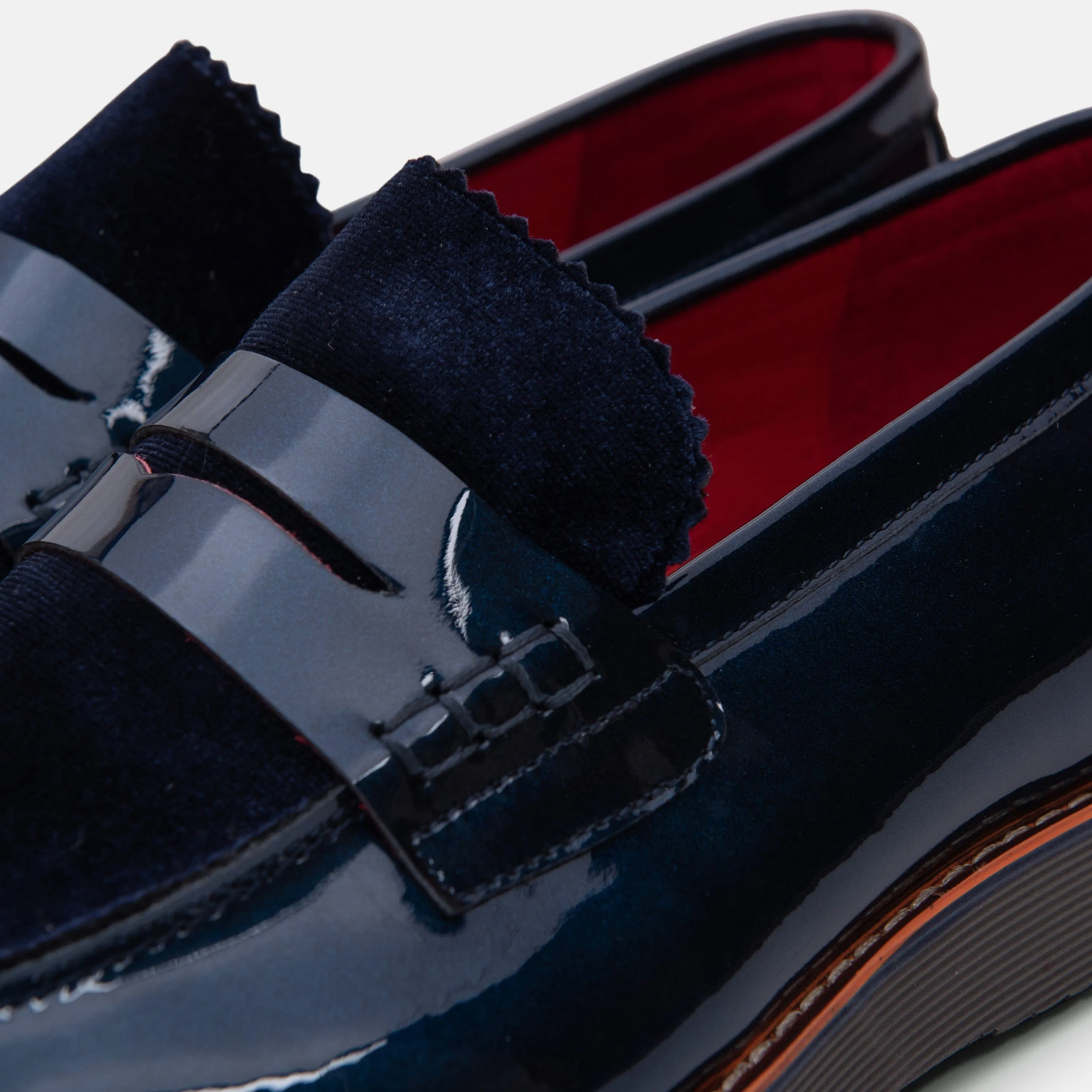 Abe Navy Patent Leather Penny Loafers