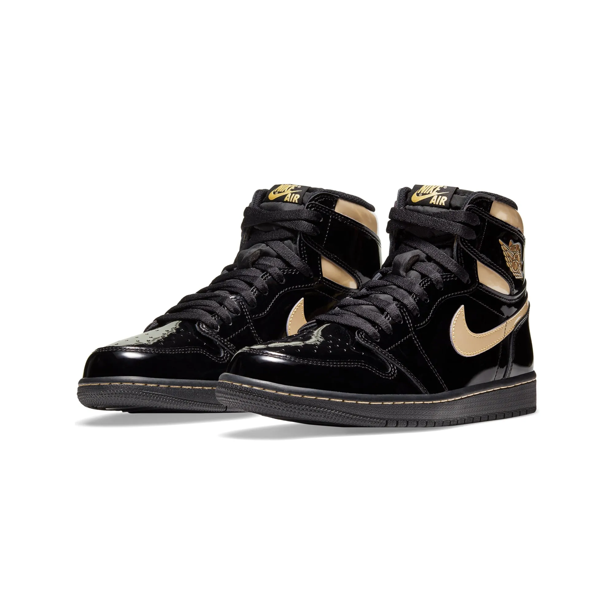 Air Jordan Mens 1 Retro High Black & Gold Shoes