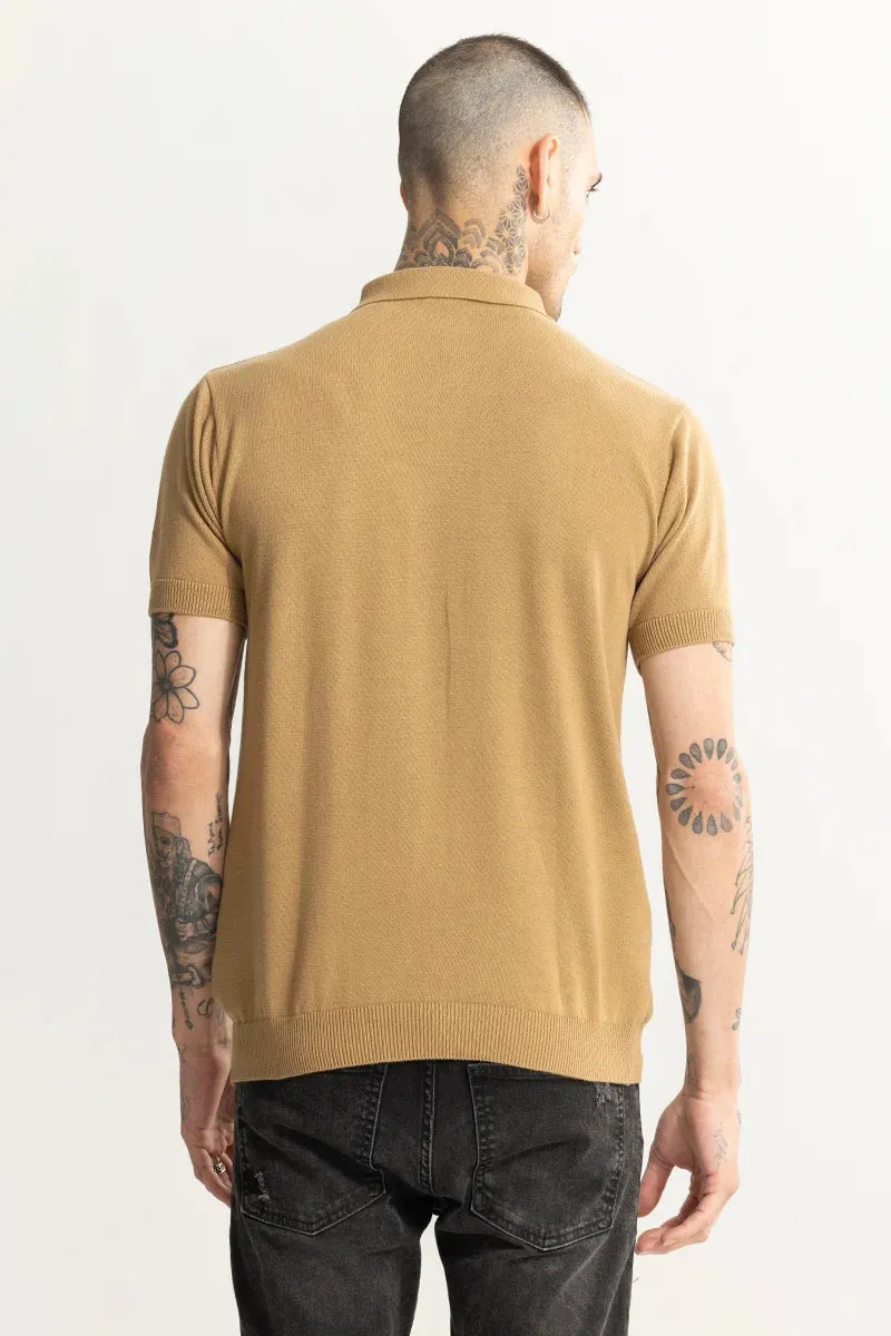 Alpine Knitted Beige Polo T-Shirt