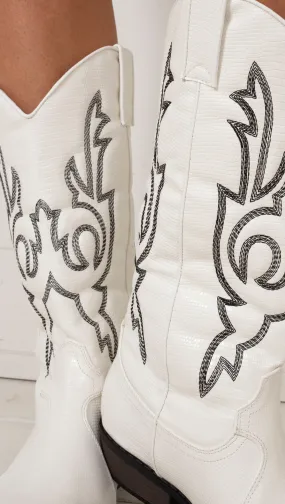 Amarillo Western Boot - White Snake