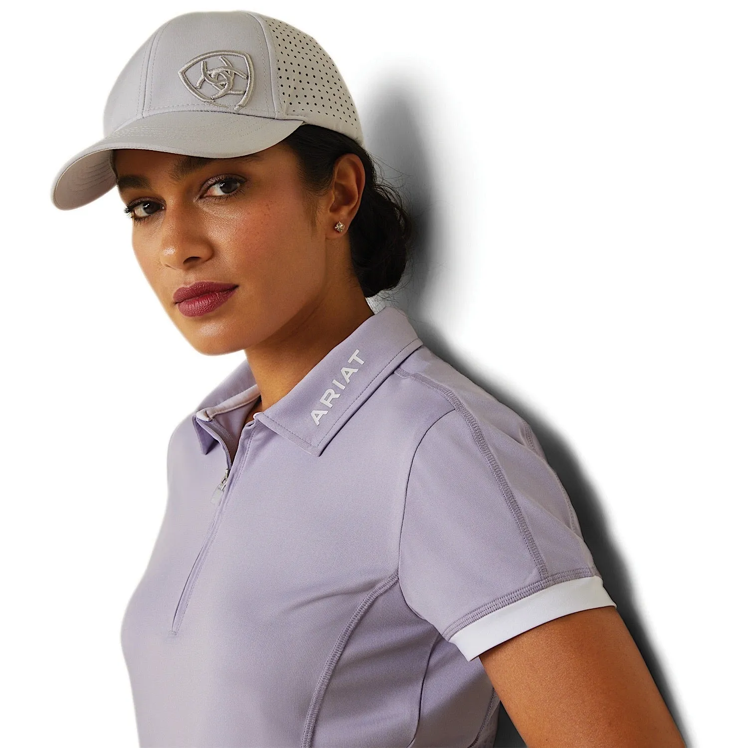 Ariat Womens Bandera 1/4 Zip SS Polo Heirloom Lilac