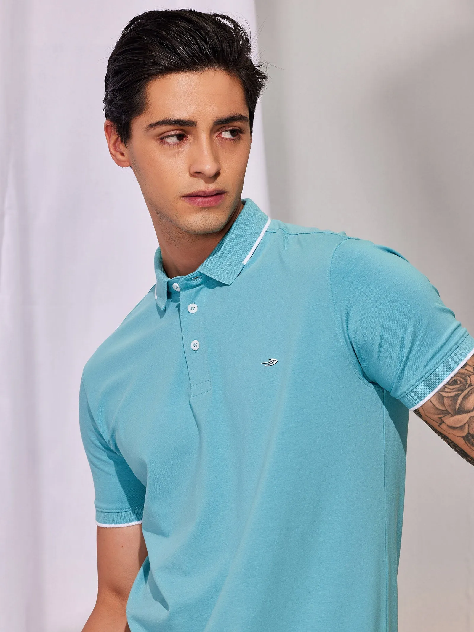 Blue Stretch Polo T-Shirt