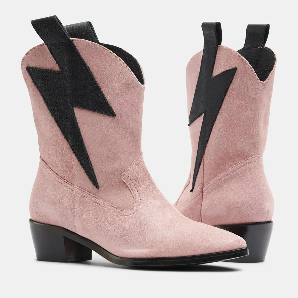 BOLT WESTERN SUEDE PINK/BLACK SUEDE - MADE TO ORDER