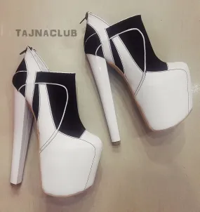 Boots Black and White Platform High Heel Shoes