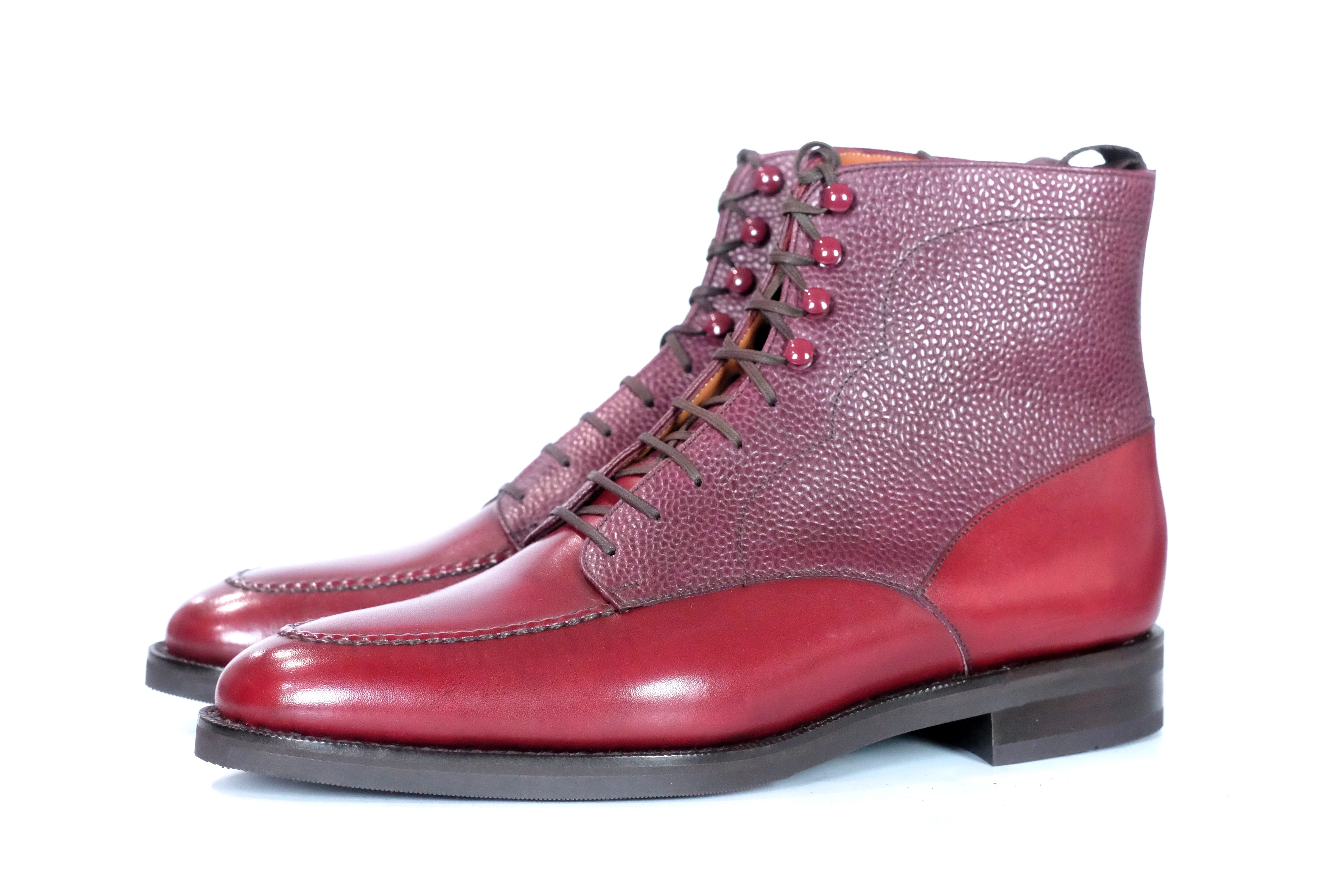 Bremerton - MTO - Burgundy Calf / Burgundy Scotch Grain - TMG Last - Single City Rubber Sole