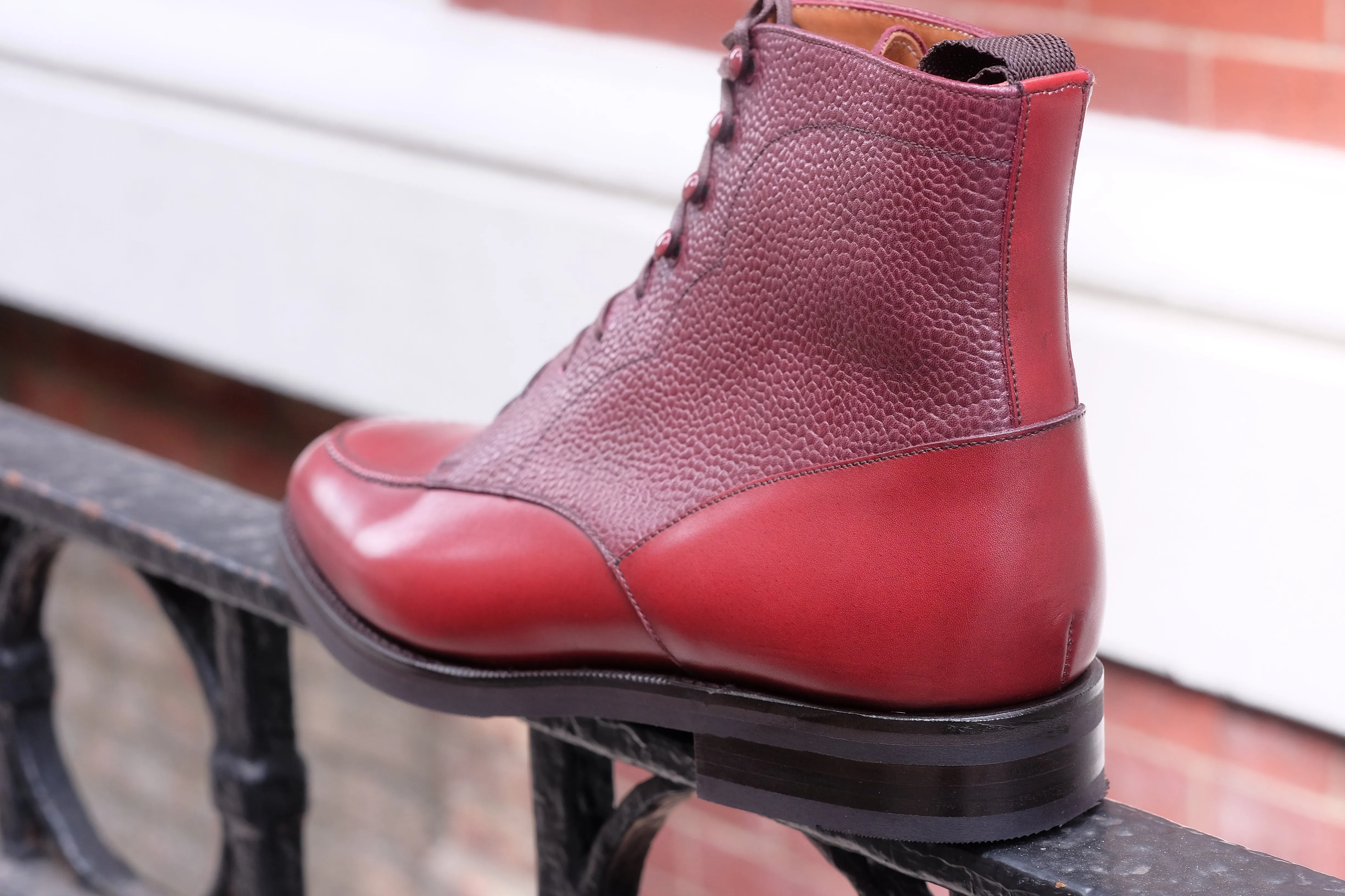 Bremerton - MTO - Burgundy Calf / Burgundy Scotch Grain - TMG Last - Single City Rubber Sole