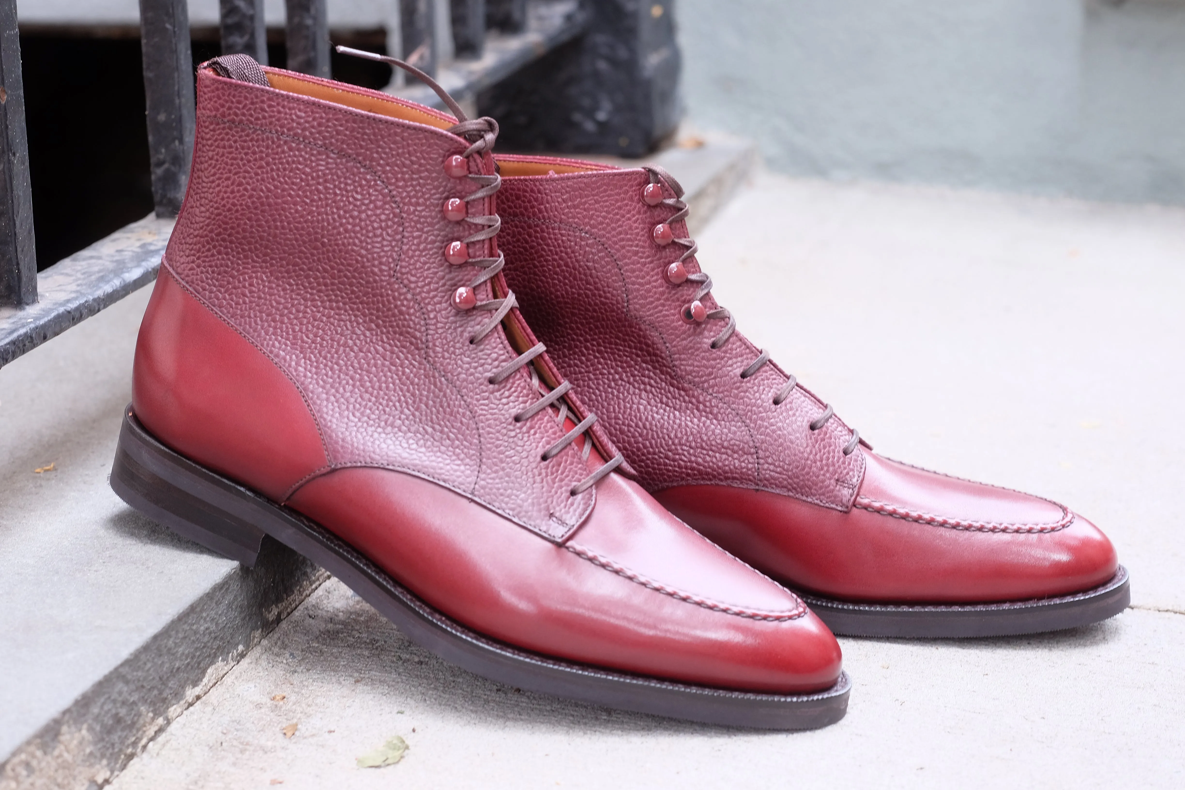 Bremerton - MTO - Burgundy Calf / Burgundy Scotch Grain - TMG Last - Single City Rubber Sole