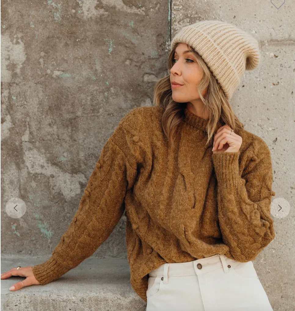 Cable Knit Mock Neck Cozy Sweater by Lovestitch