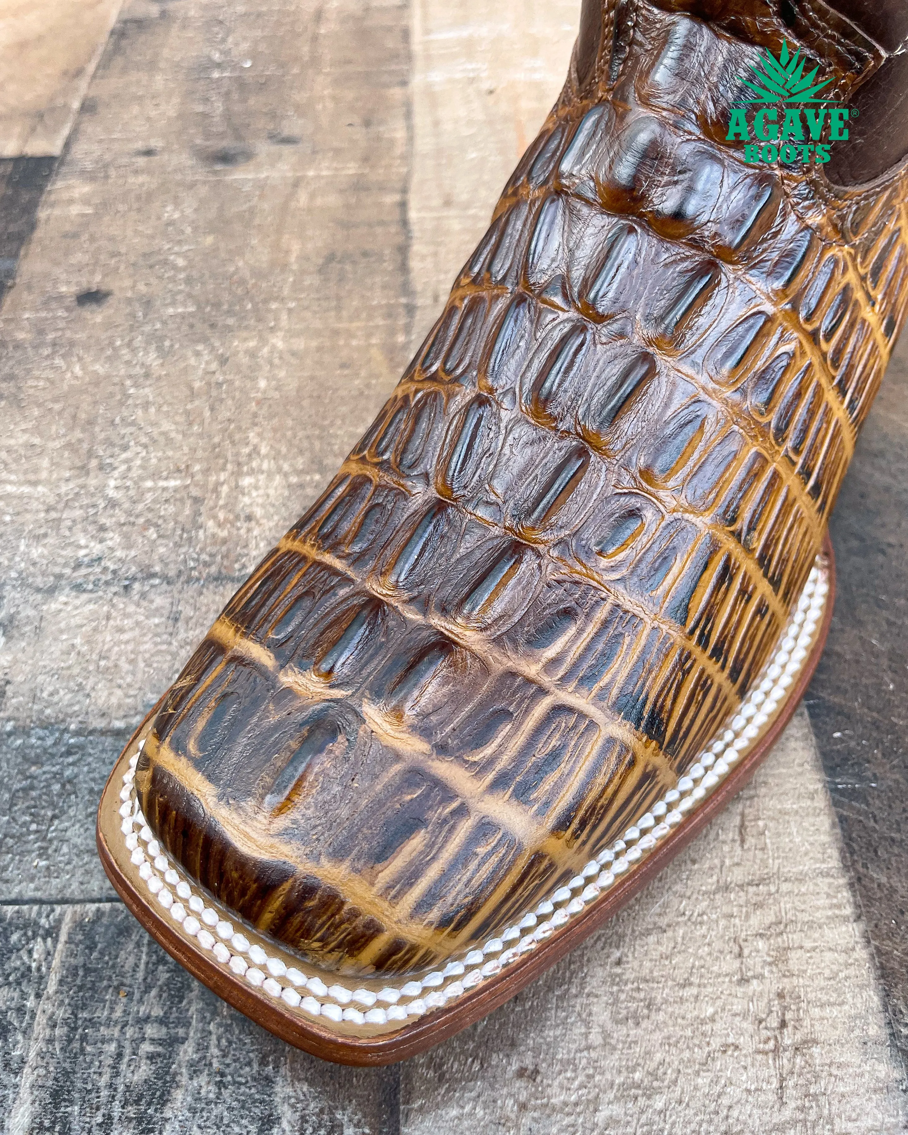 CAIMAN TAIL BROWN | MEN SQUARE TOE WESTERN COWBOY BOOTS