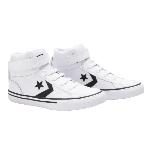 Converse boy's high sneaker shoe with elastic lace and velcro Pro Blaze HI A01073C white-black