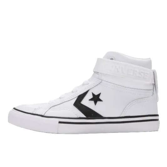 Converse boy's high sneaker shoe with elastic lace and velcro Pro Blaze HI A01073C white-black