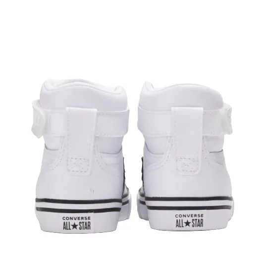 Converse boy's high sneaker shoe with elastic lace and velcro Pro Blaze HI A01073C white-black