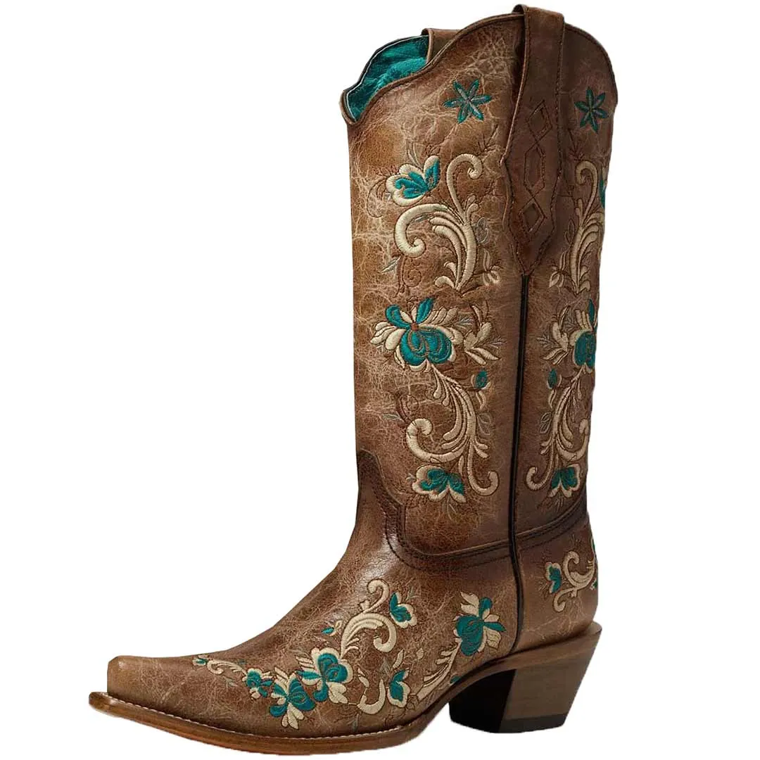 Corral Women's Floral Snip Toe Cowgirl Boots