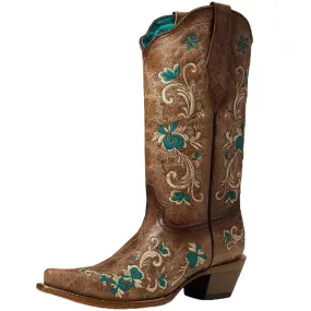 Corral Women's Floral Snip Toe Cowgirl Boots