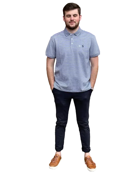 Custom Fit Polo - Stripe - Blue and White