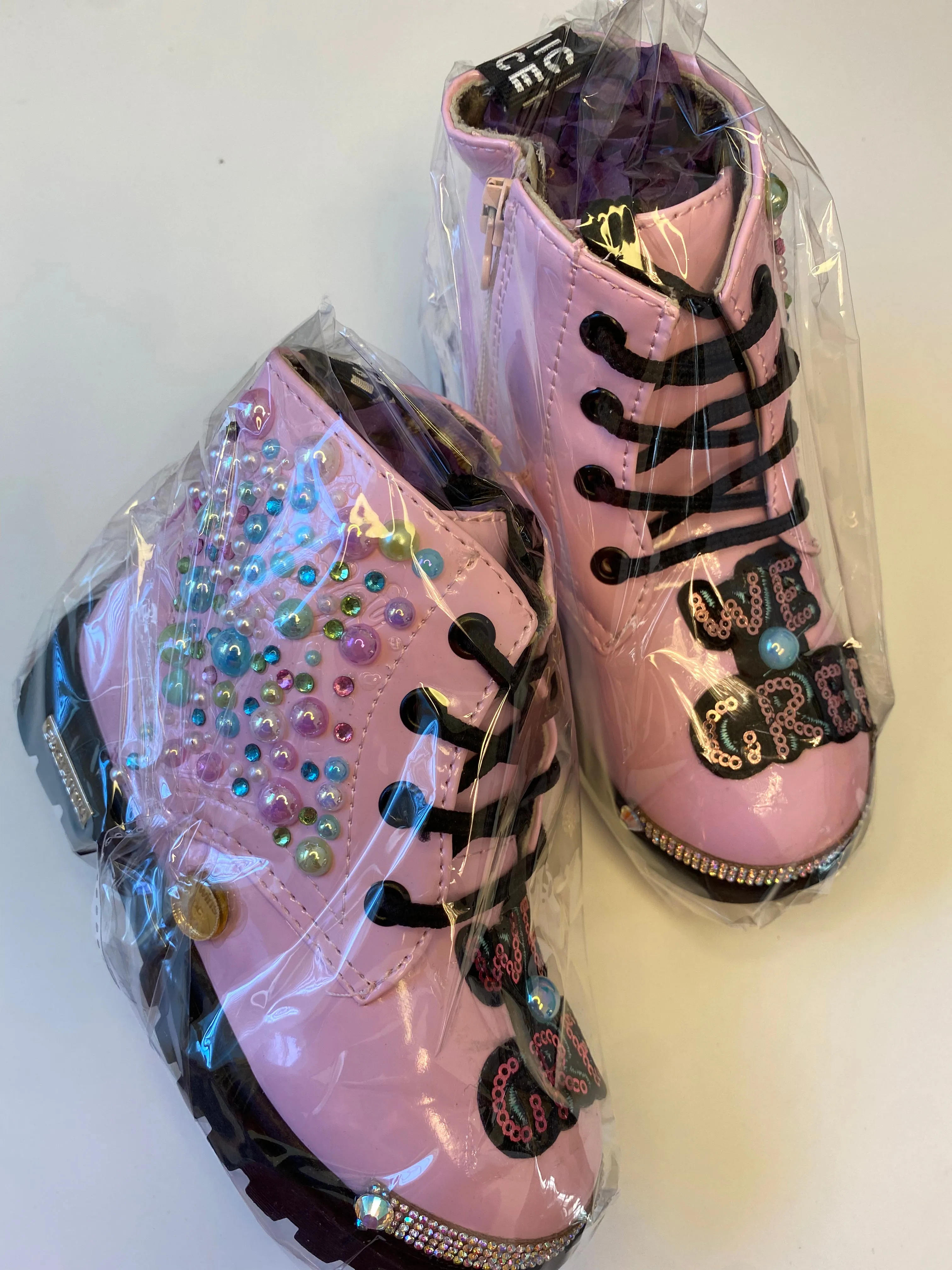 CUSTOM ONE OF A KING PINK WE GREED GIRLS BOOTS