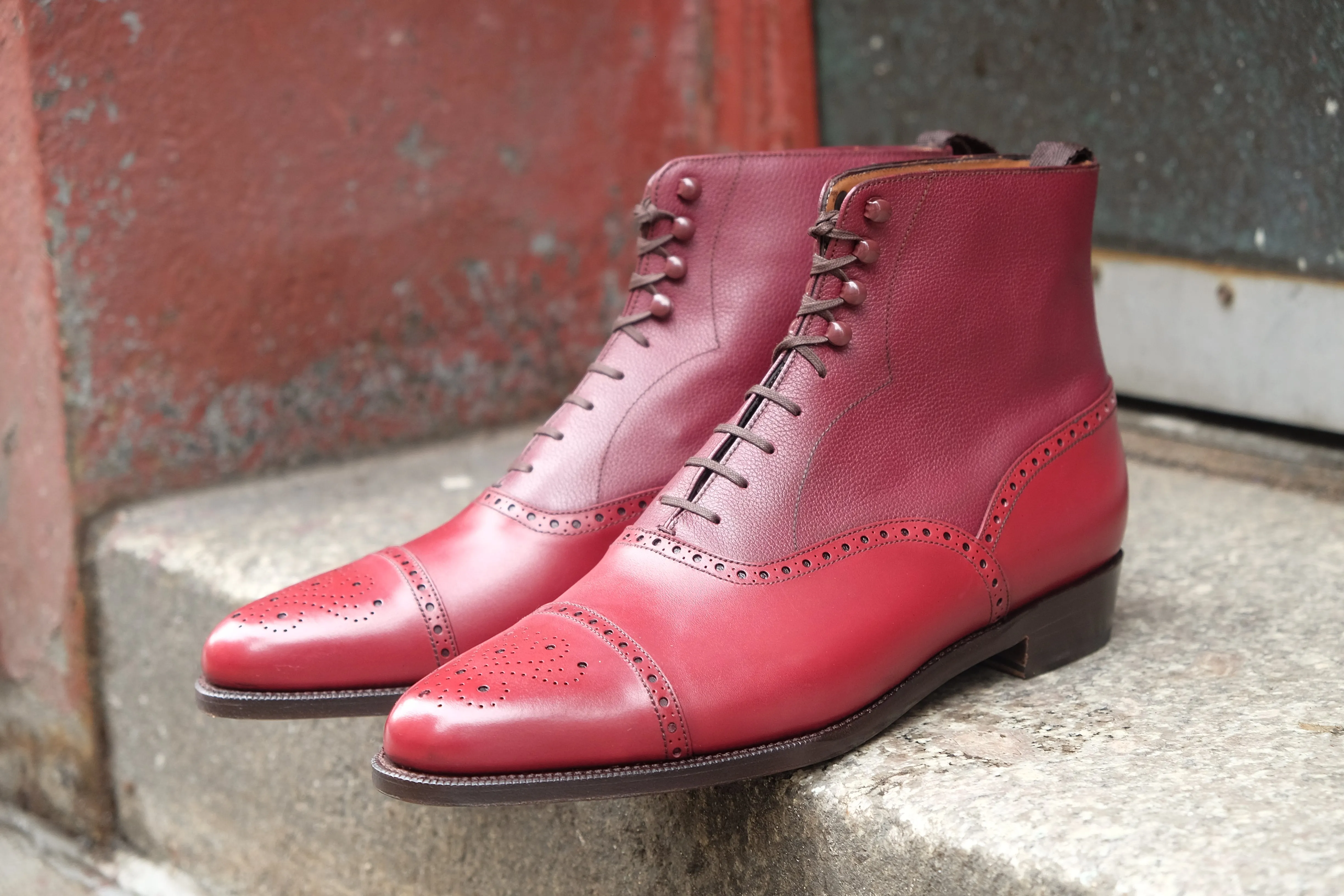 David - MTO - Rose Calf / Raspberry Scotch Grain - JKF Last - Single Leather Sole