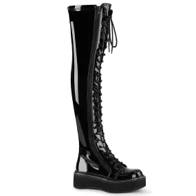 Demonia EMILY-375 | Black  Patent Leather Over-the-Knee Boots