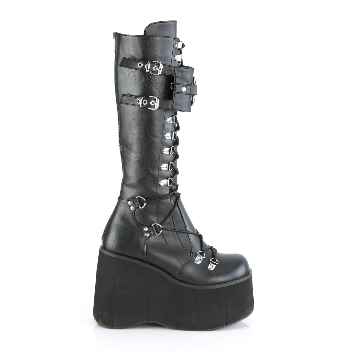 Demonia KERA-200 | Black Vegan Leather Knee High Boots