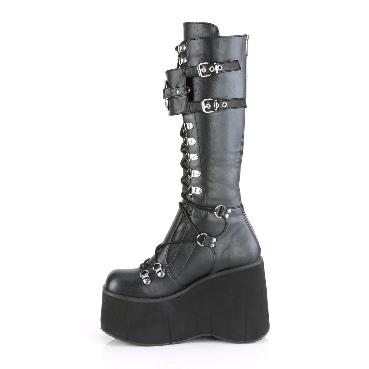 Demonia KERA-200 | Black Vegan Leather Knee High Boots