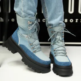 denim combat boot - stomper