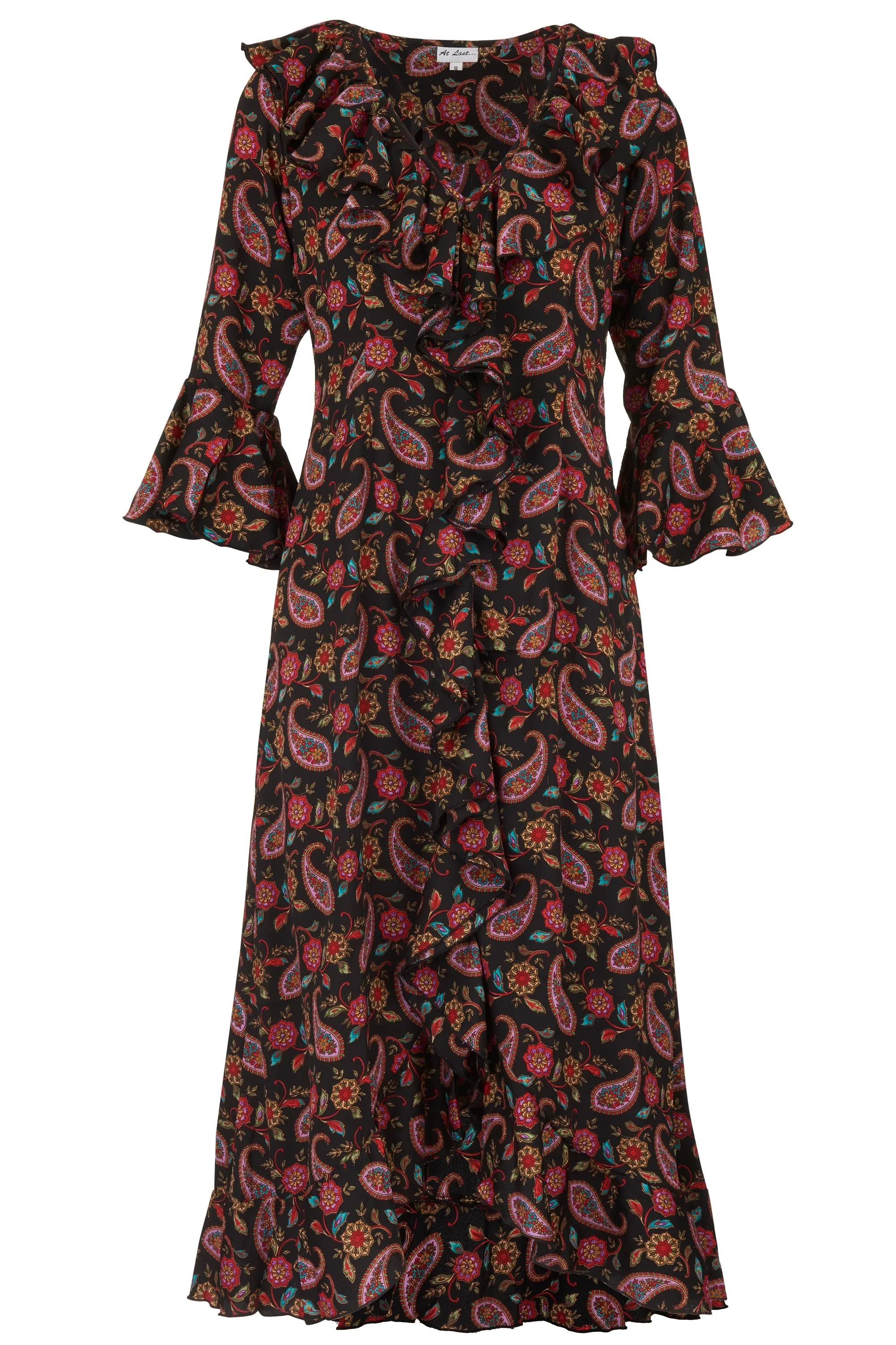 Felicity Midi Dress in Black Paisley