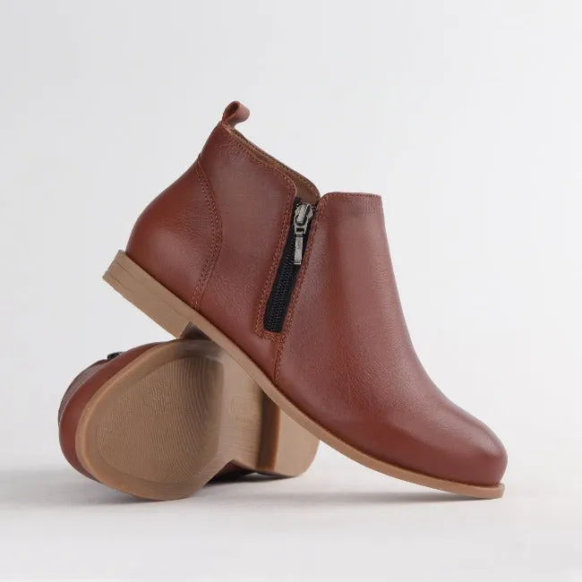 Flat Ankle Boot in Chestnut - 12471