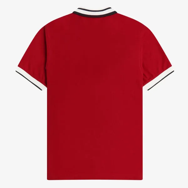 Fred Perry Zip Neck Polo Shirt - Blood