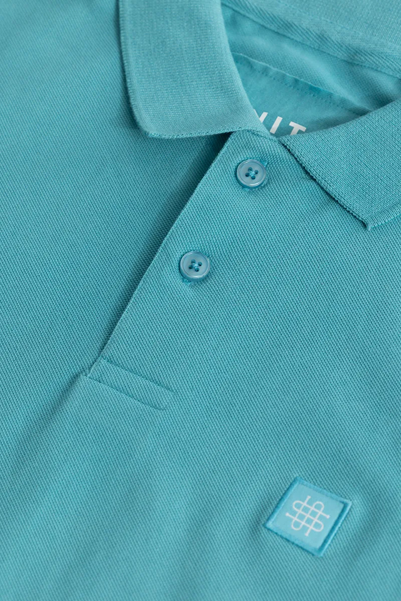 Incise Logo Aqua Blue Polo T-Shirt