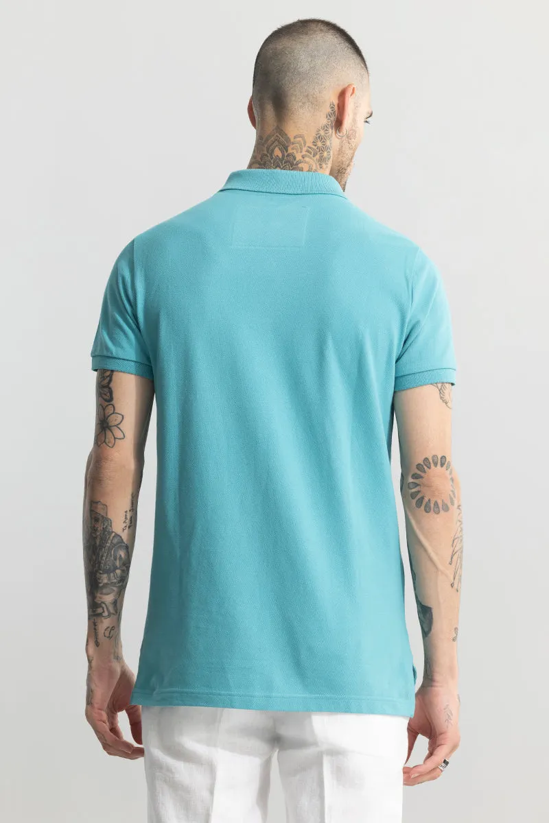 Incise Logo Aqua Blue Polo T-Shirt