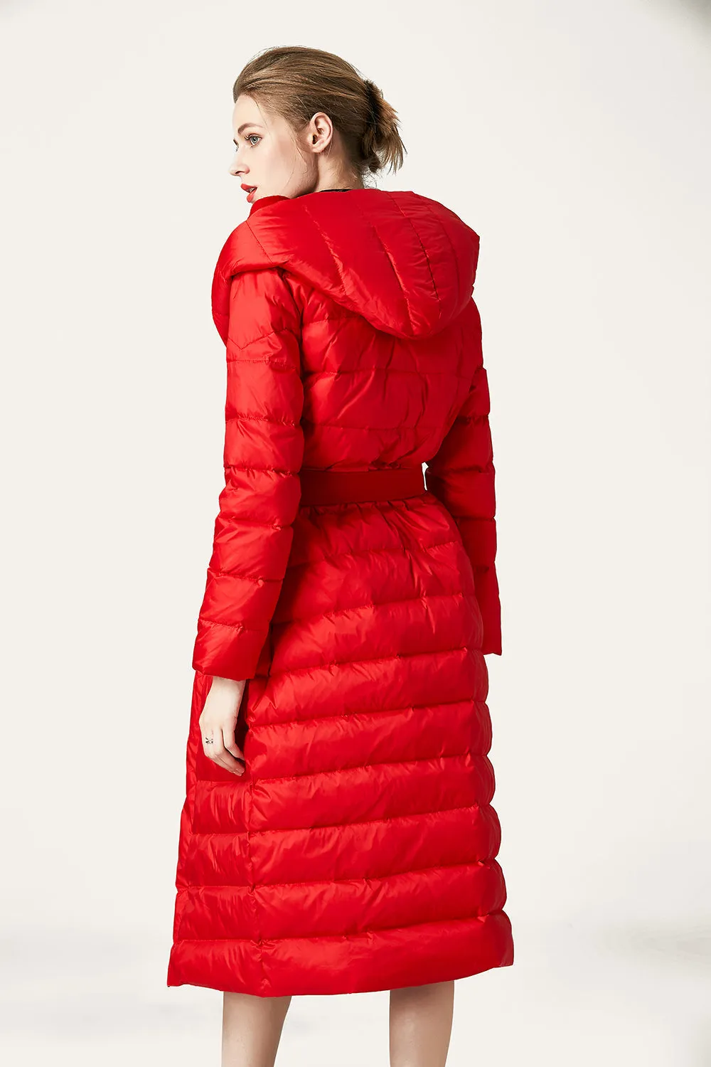 Ivory Button Quilted Puffer Jacket with Faux Fur Hood