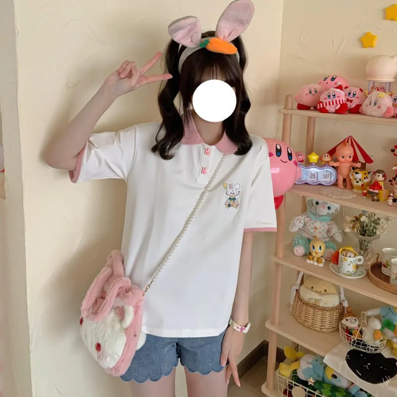 Japanese cute rabbit polo T-shirt BY7091