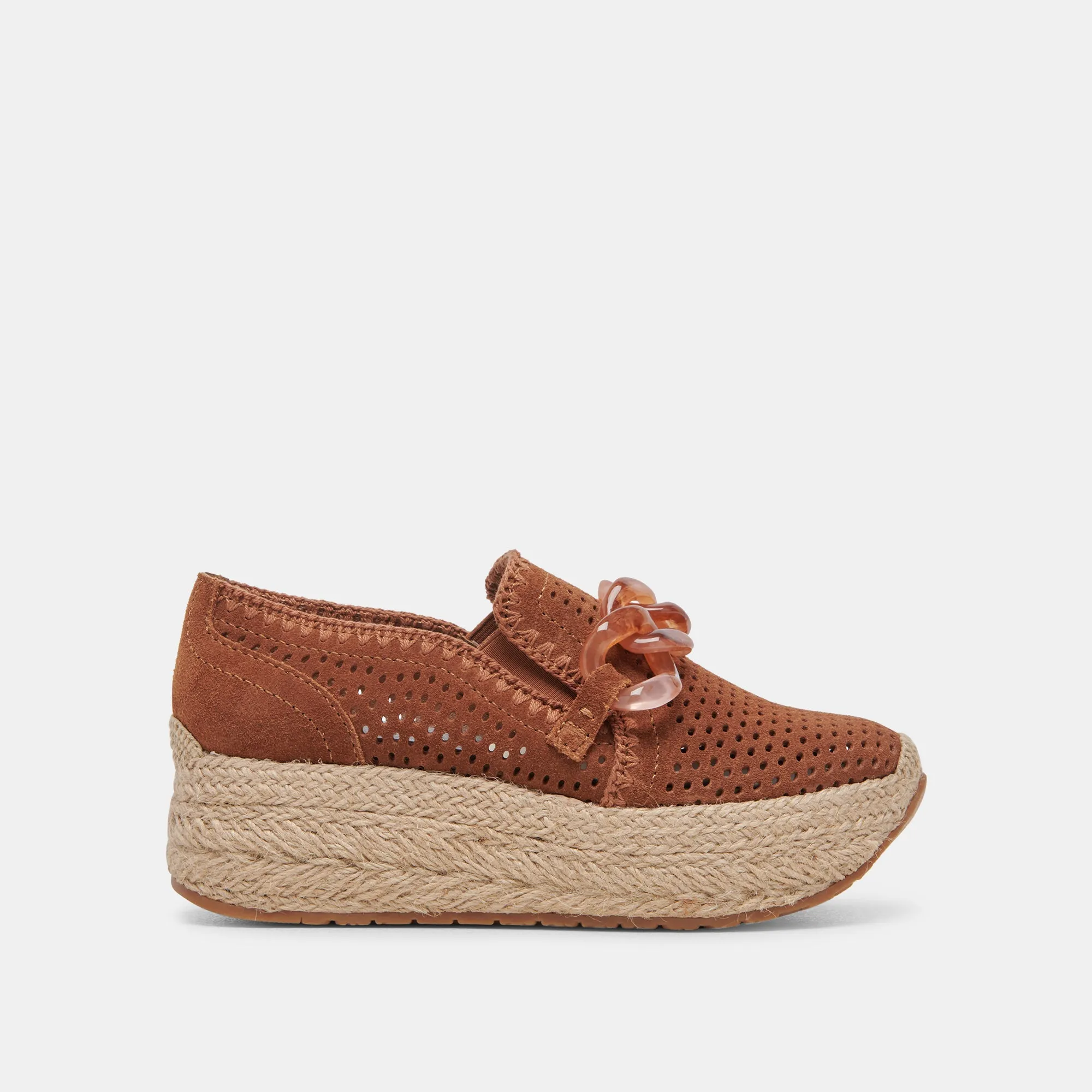 JHENEE ESPADRILLE SNEAKERS PECAN PERFORATED SUEDE