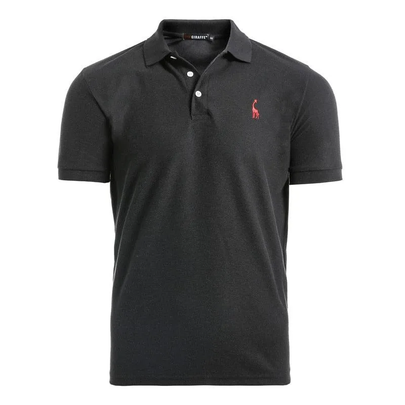 Men's Deer Embroidery Cotton Polo Shirt