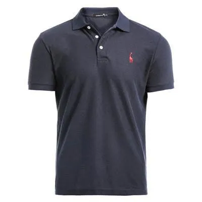 Men's Deer Embroidery Cotton Polo Shirt