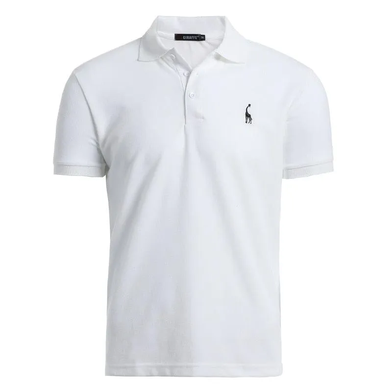 Men's Deer Embroidery Cotton Polo Shirt