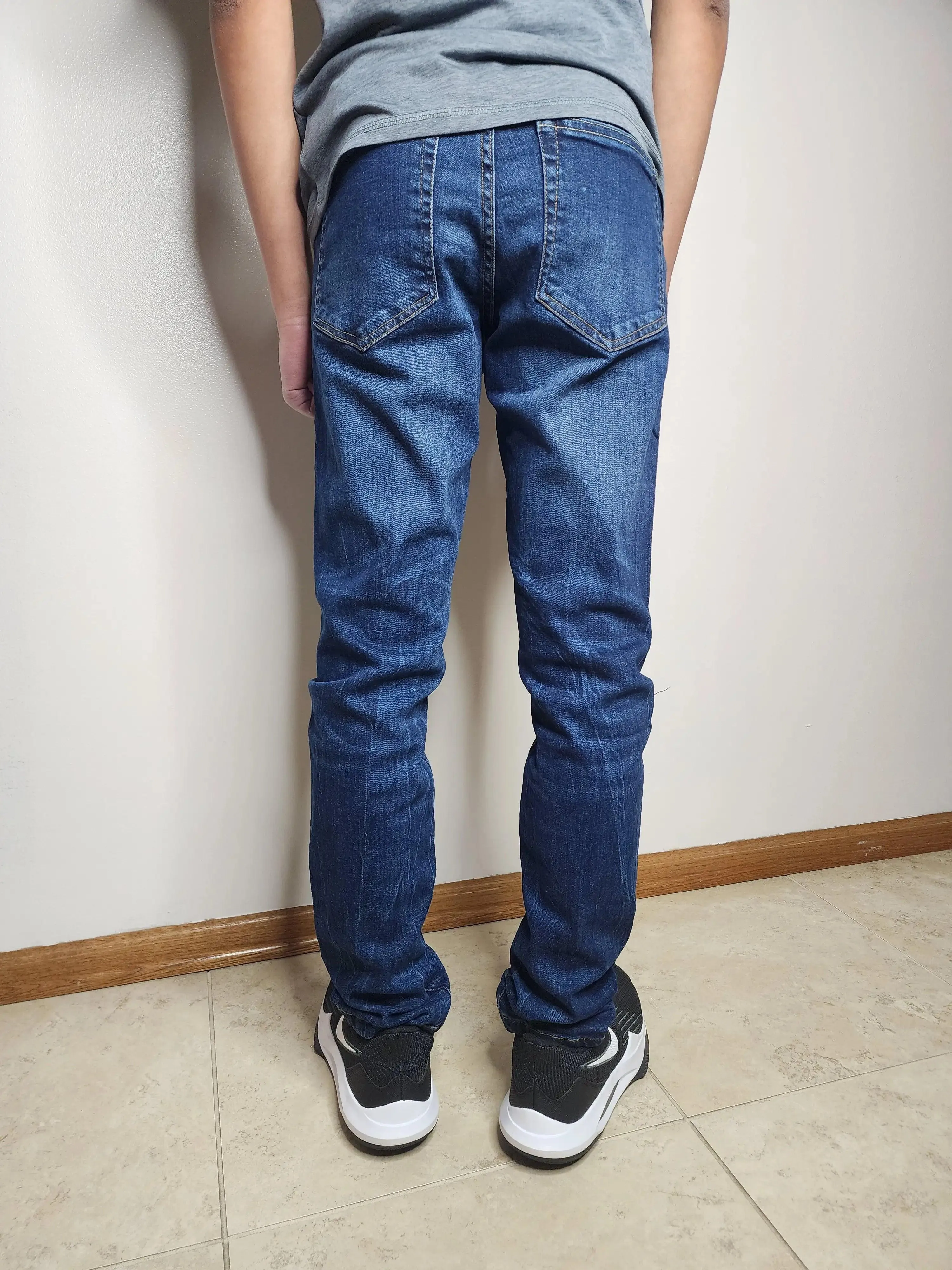 Men's Slim Fit Dark Blue Distress Jeans