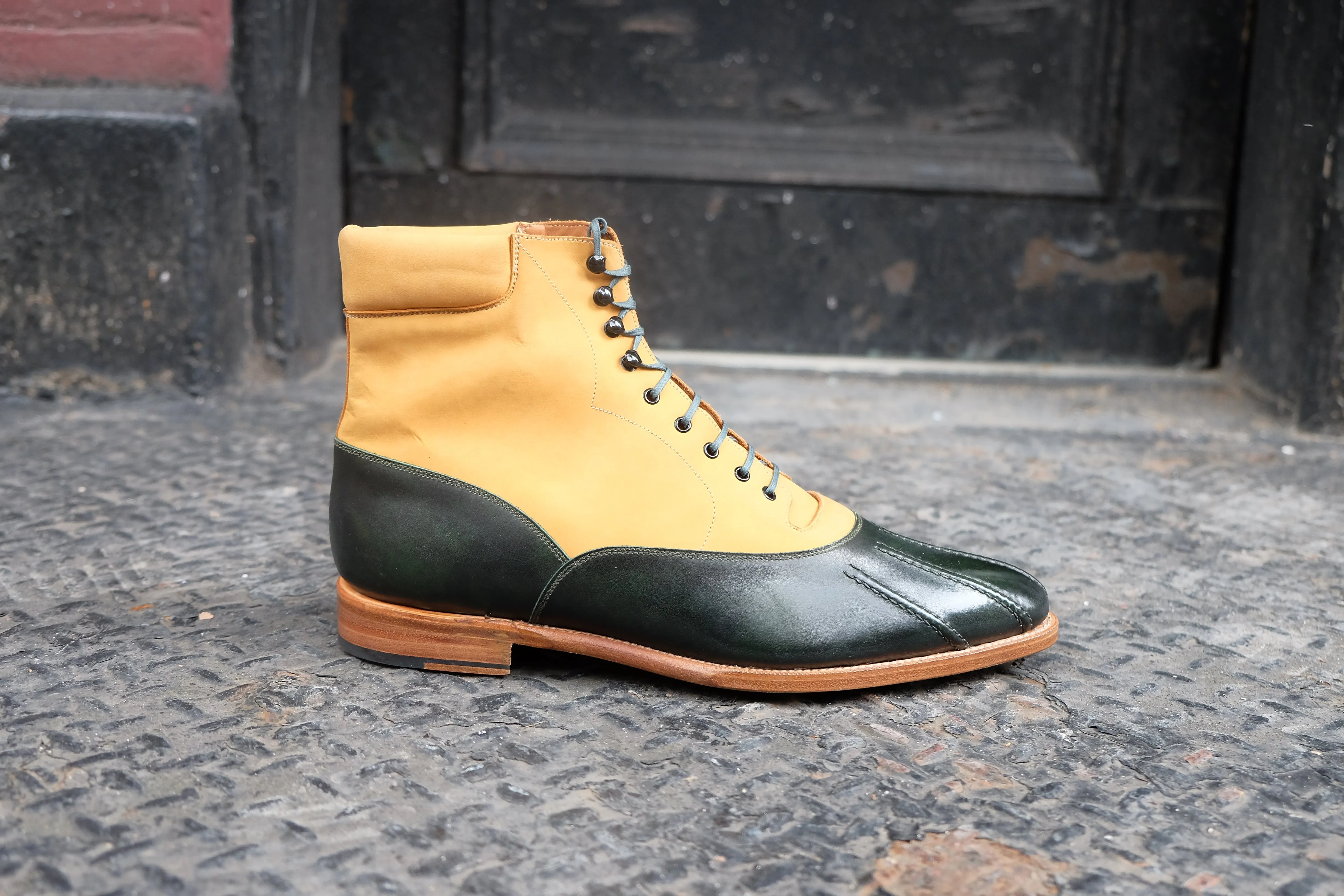 Mercer - MTO - Dark Green Museum Calf / Tan Nubuck - TMG Last - Natural Single Leather Sole