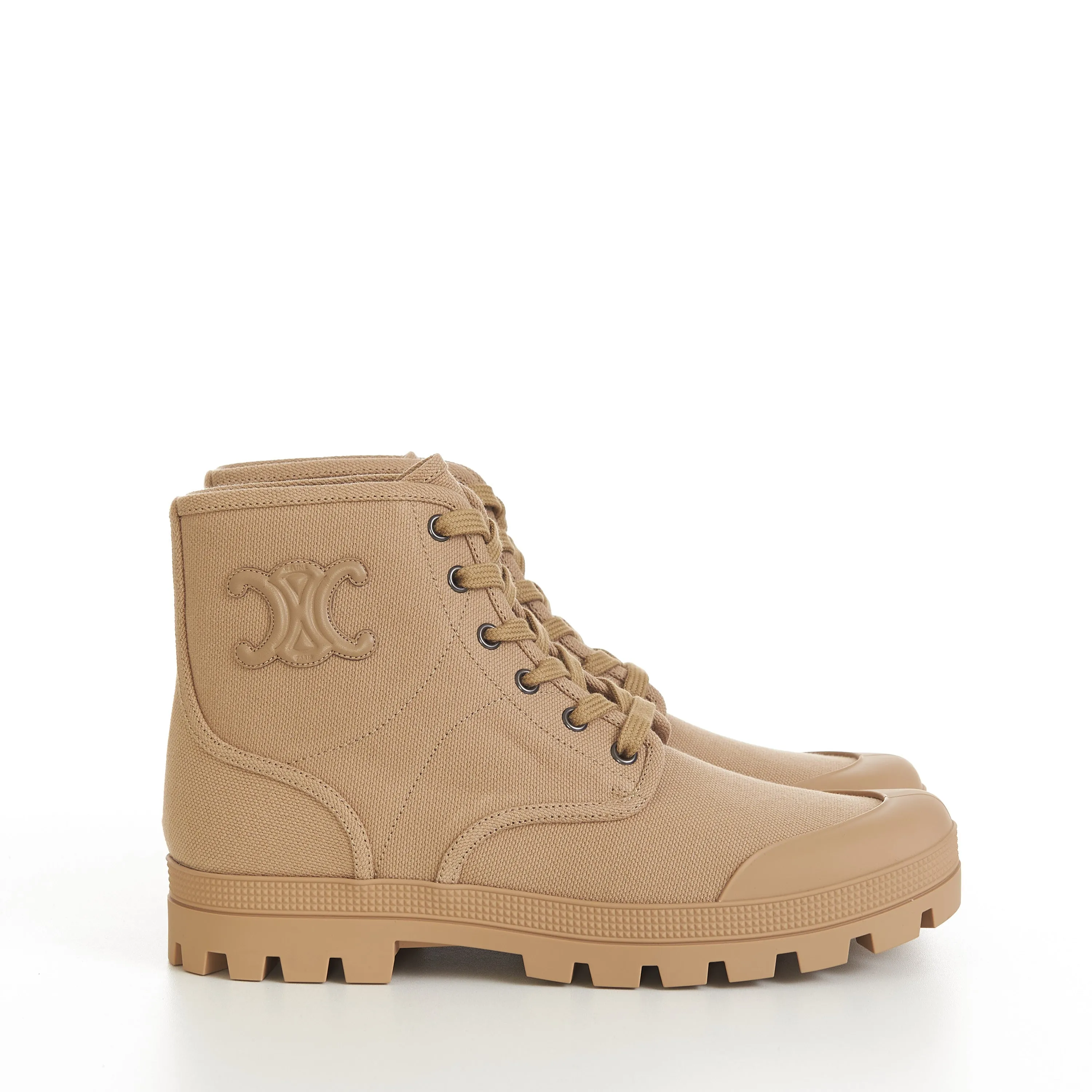 Patapans Lace-Up Boot In Sand Brown Canvas