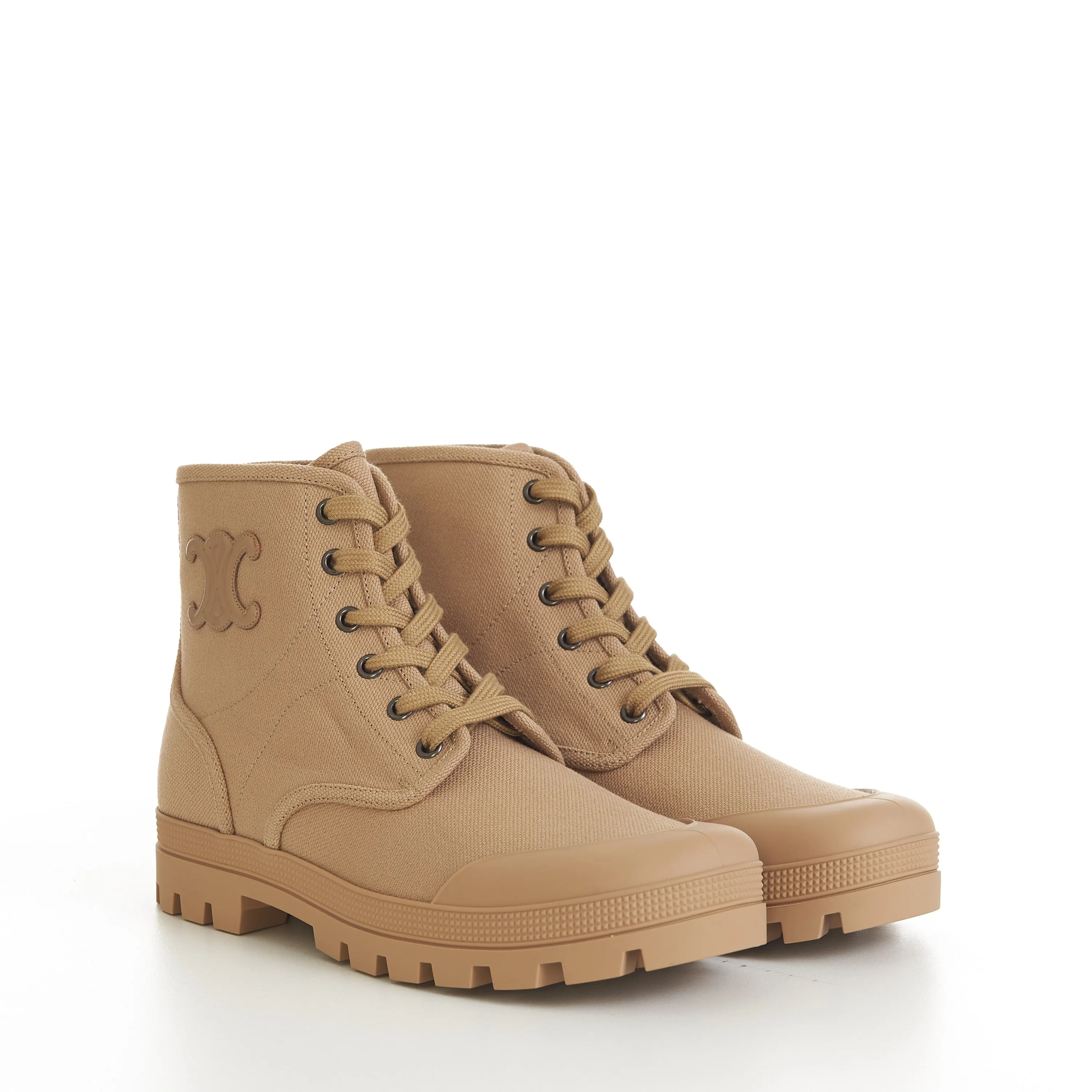 Patapans Lace-Up Boot In Sand Brown Canvas