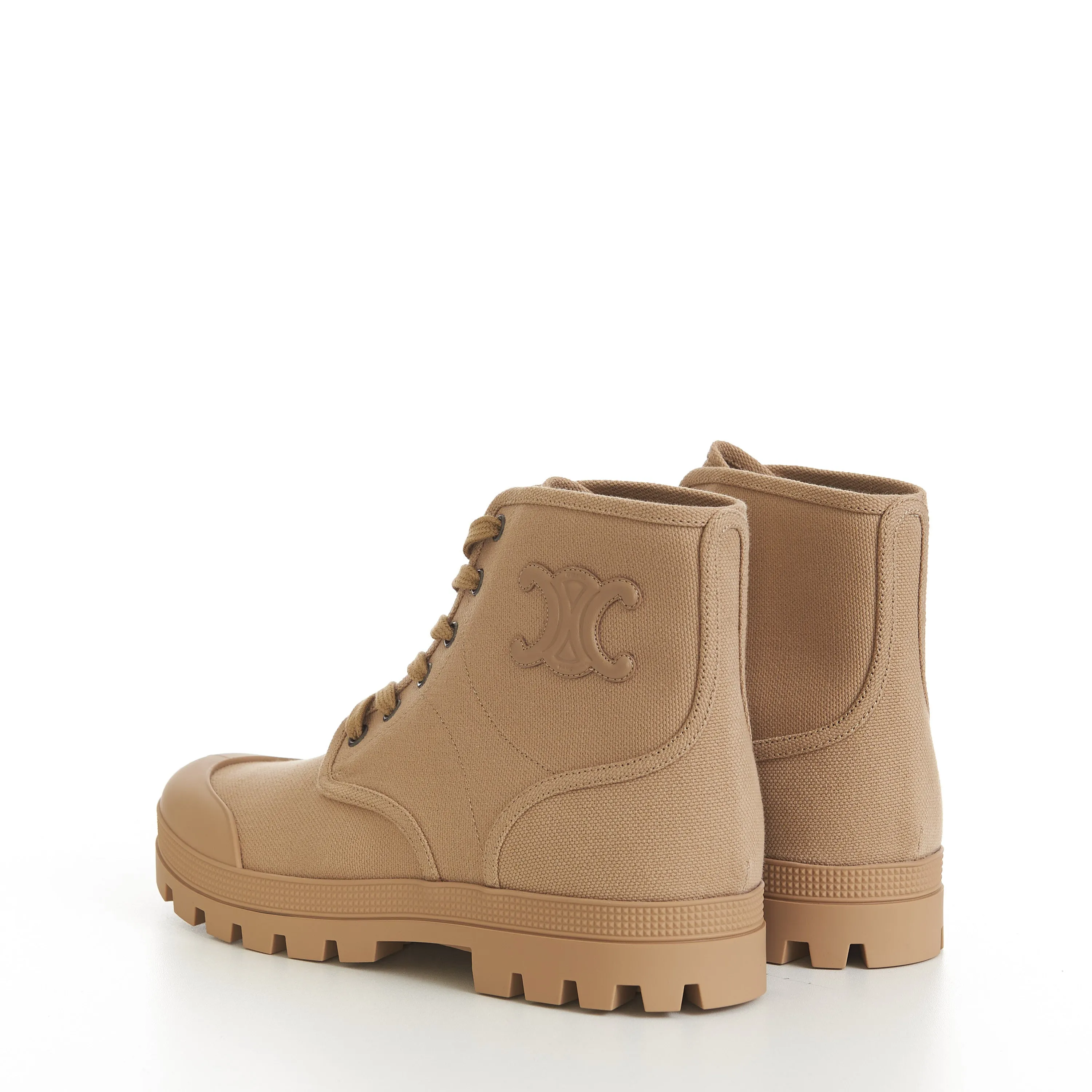 Patapans Lace-Up Boot In Sand Brown Canvas