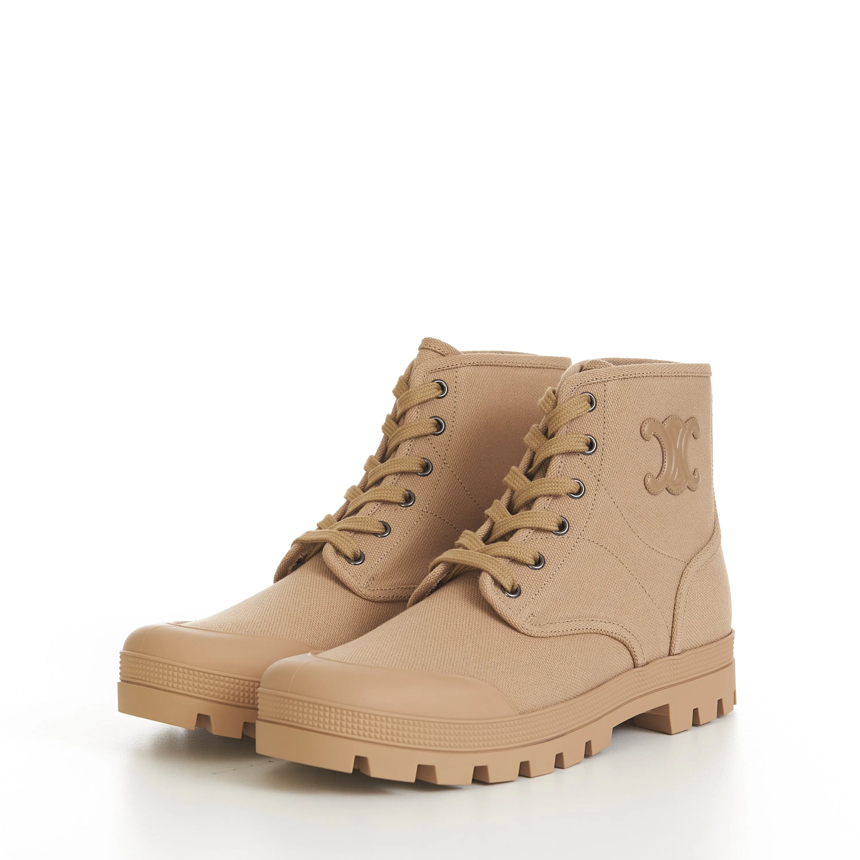 Patapans Lace-Up Boot In Sand Brown Canvas