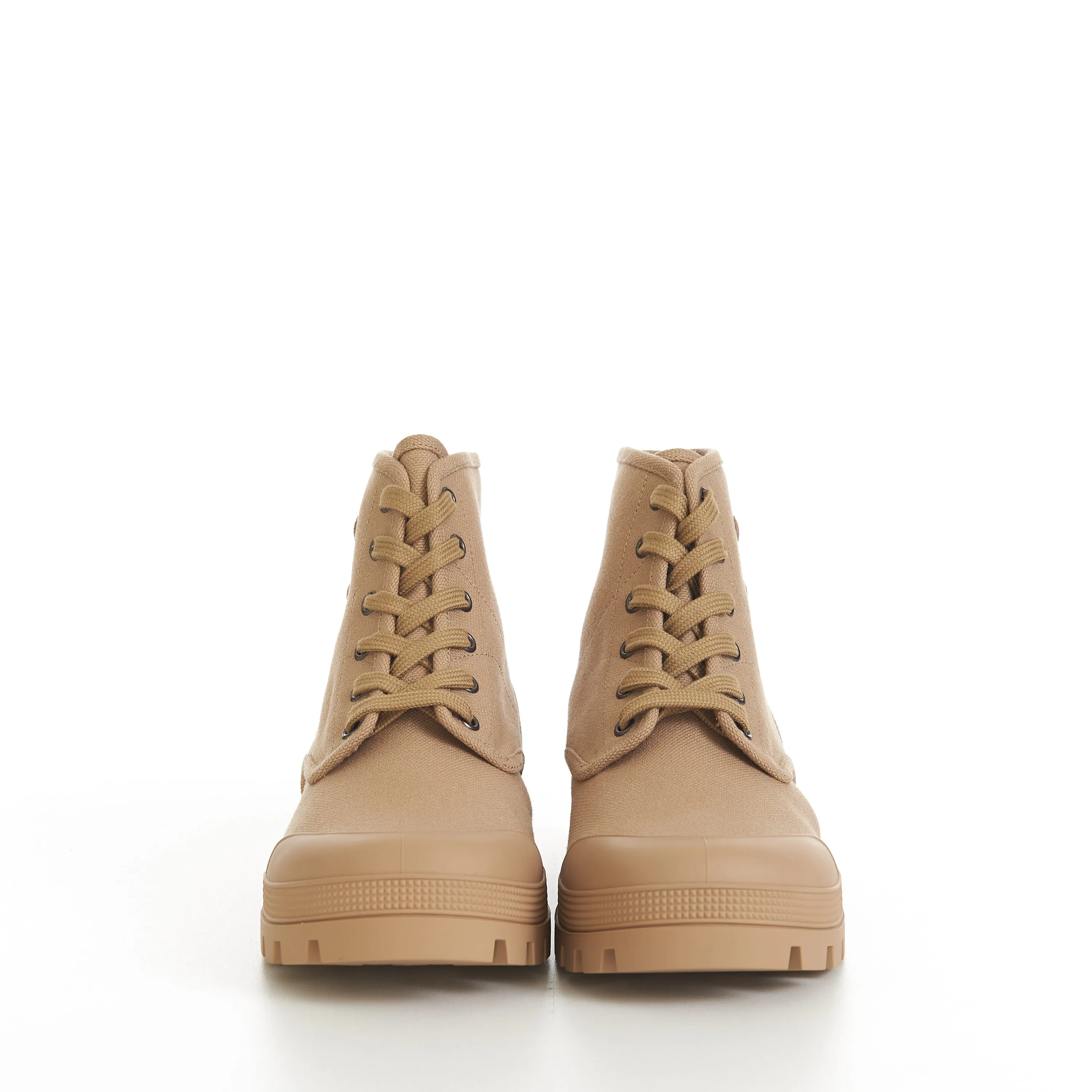 Patapans Lace-Up Boot In Sand Brown Canvas