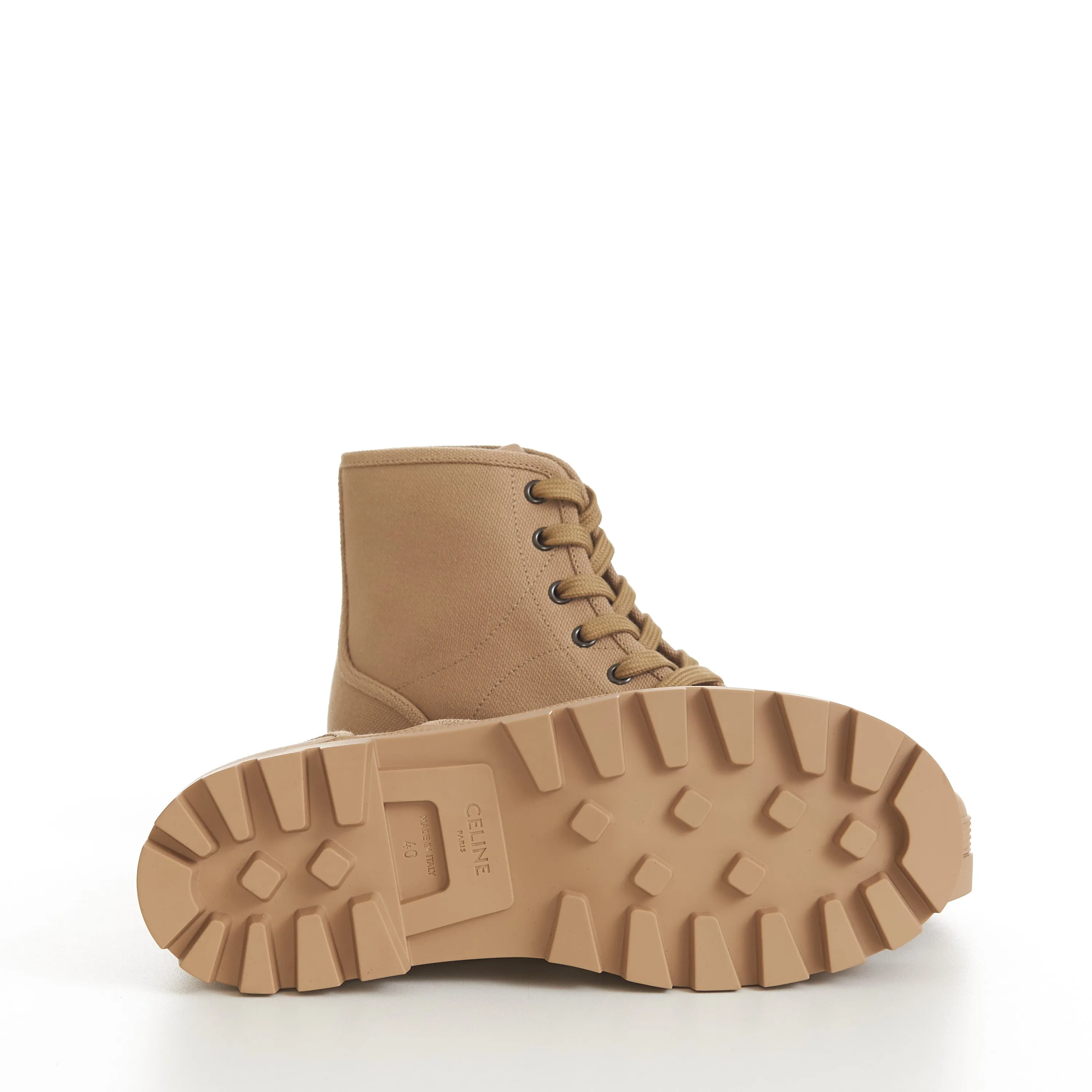 Patapans Lace-Up Boot In Sand Brown Canvas