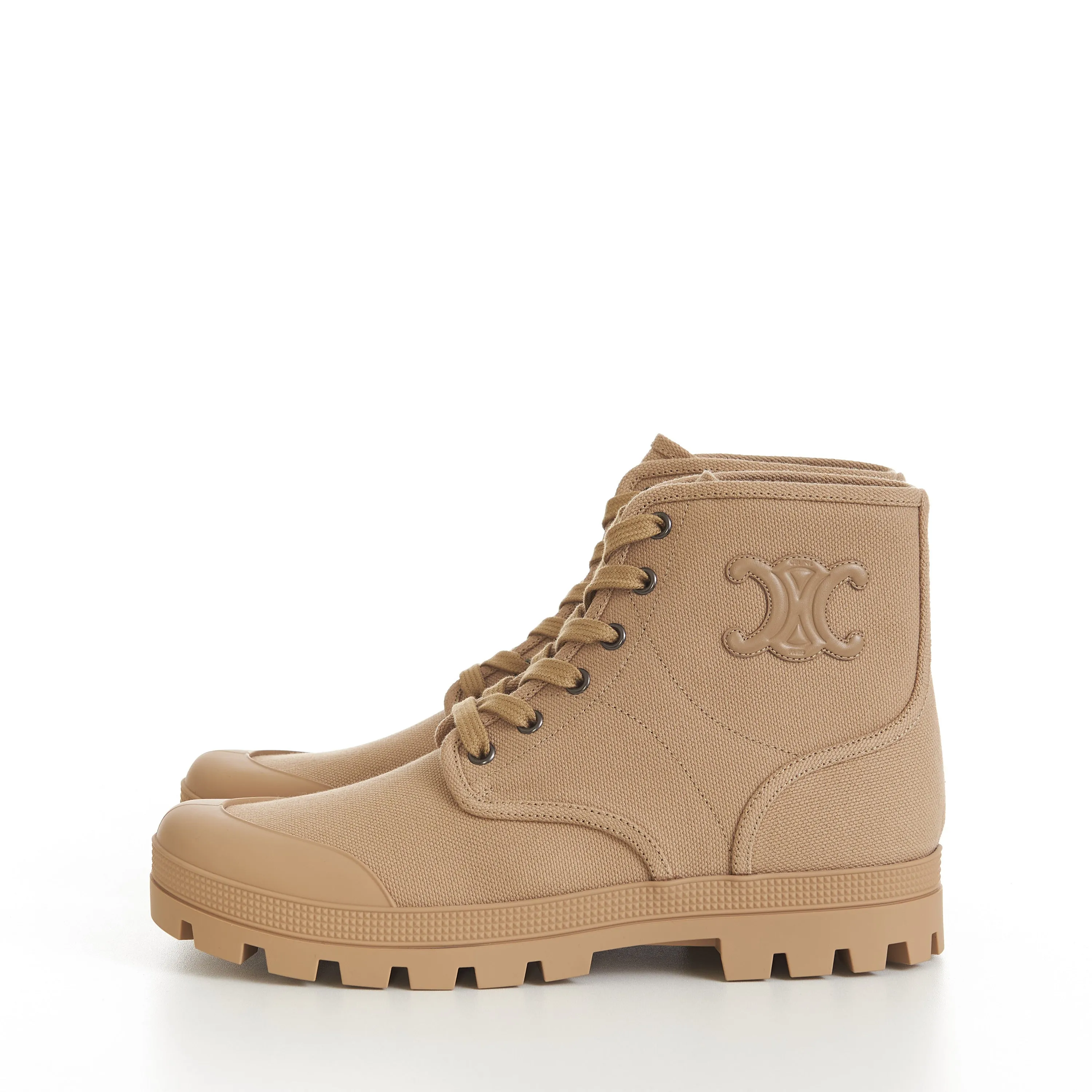 Patapans Lace-Up Boot In Sand Brown Canvas