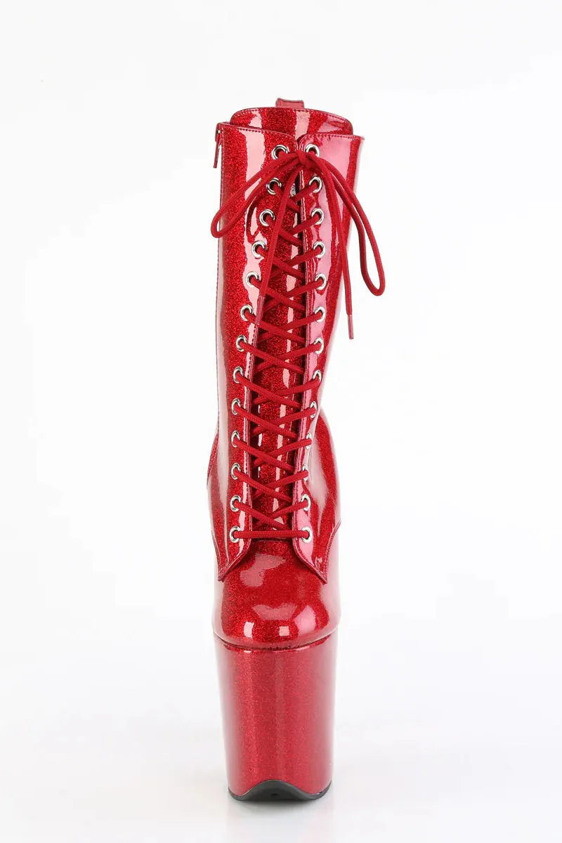 Pleaser USA Flamingo-1040GP 8inch Pleaser Boots - Ruby Glitter