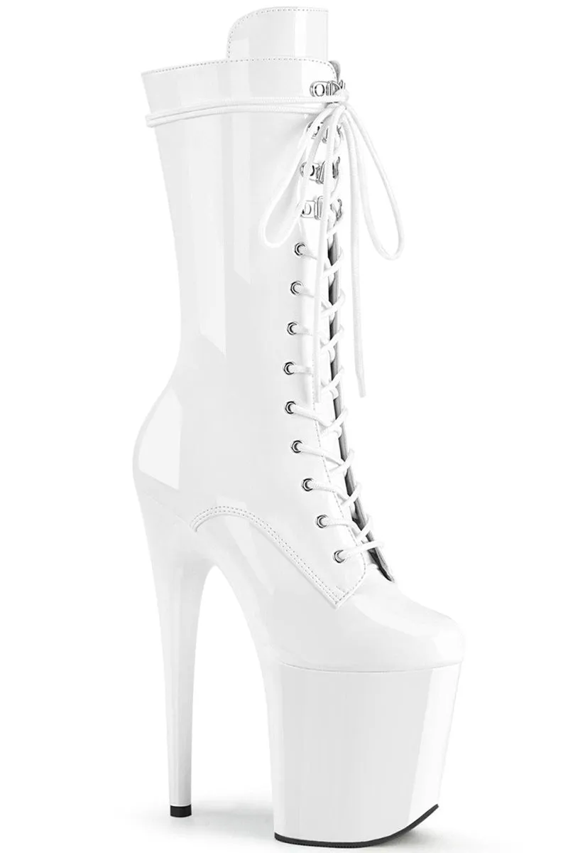 Pleaser USA Flamingo-1050 8inch Pleaser Boots - Patent White