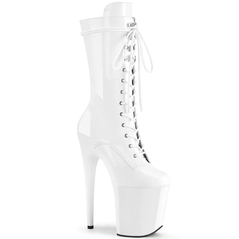 Pleaser USA Flamingo-1050 8inch Pleaser Boots - Patent White