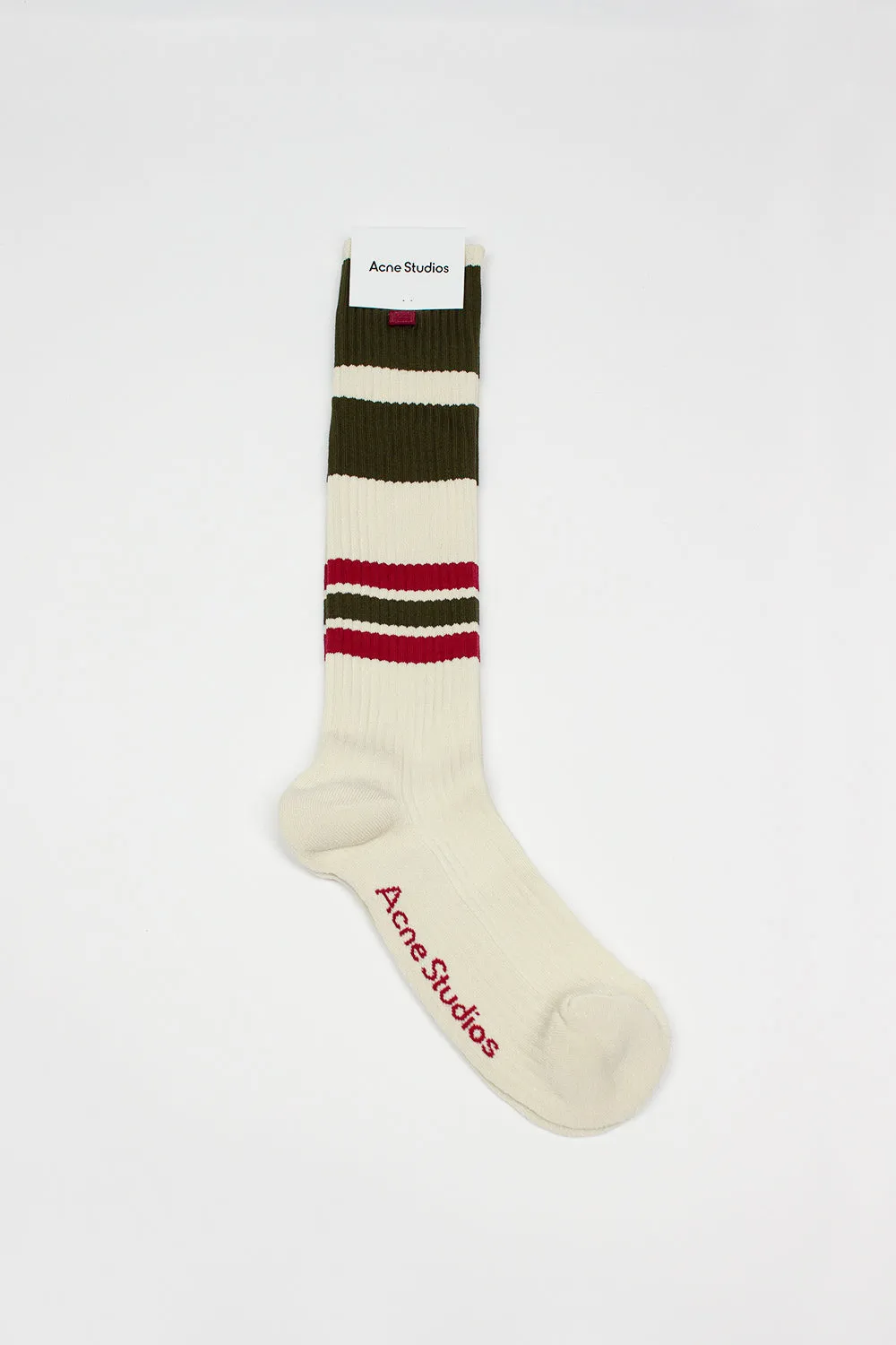 Ribbed Stripe Socks Dark Khaki