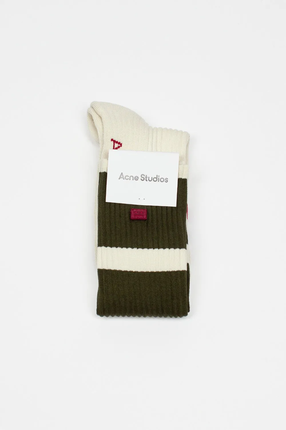 Ribbed Stripe Socks Dark Khaki